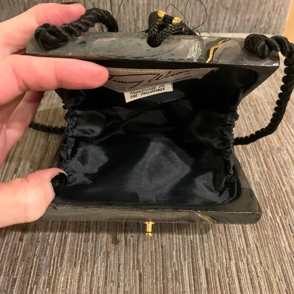 Vintage EUC Timmy Woods MINI wood shoulder bag purse gray/gold - Picture 8 of 8